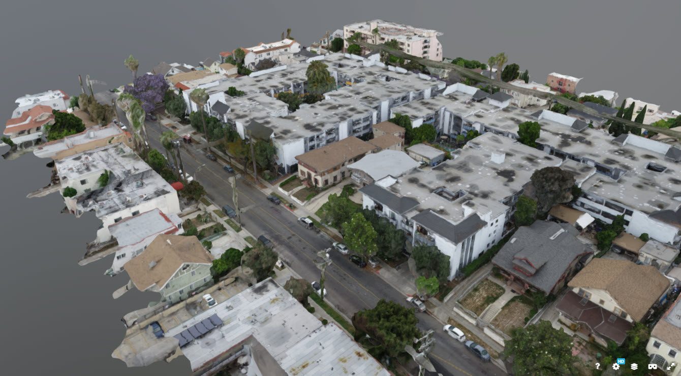 Aerial 3D model of residential neighborhood